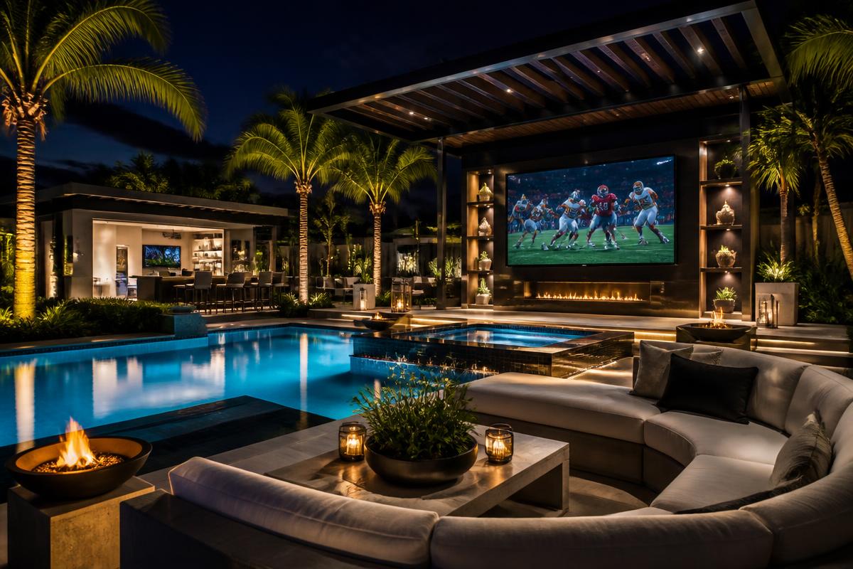 Outdoor Cinema — custom pool project in Celebration, FL